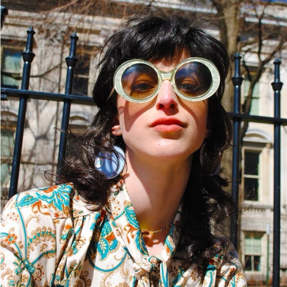60's Vintage Sunglasses novelty earrings disc chains MOD sunglasses by Je Dol